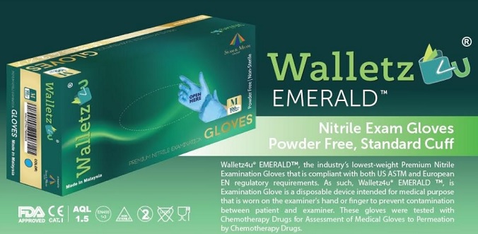 Walletz4U Emerald Nitrile Exam Gloves
